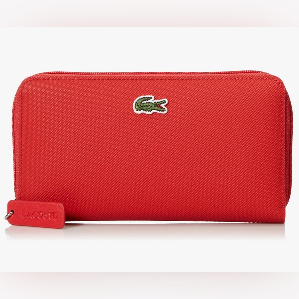 Lacoste Red Zip Around Wallet NEW